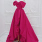 Fuchsia High Low Off Shoulder Party Dress Prom Dress Formal Dress Elegant Evening Dress december wedding guest dress