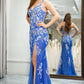 Blue Mermaid Spaghetti Straps Long Prom Dress with Appliques Beading Beautiful