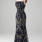 Navy Mermaid Spaghetti Straps Sparkly Sequin Prom Dress Sexy Evening Dresses