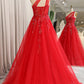 Sparkly Red A-Line One Shoulder Long Prom Dress With Sequins Floor Length