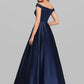 A-Line Evening Gown Elegant & Luxurious Dress Wedding Guest Floor Length Sleeveless Plunging Neck Charmeuse