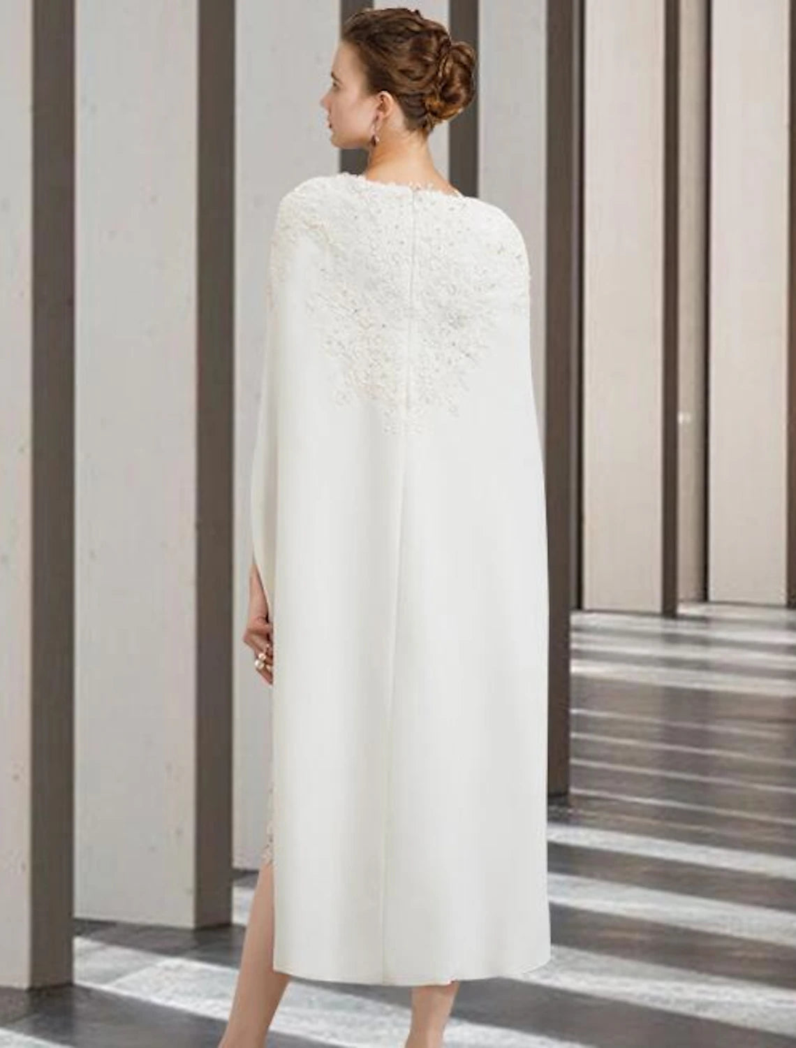 Two Piece Sheath / Column Mother of the Bride Dress Wedding Guest Church Elegant Jewel Neck Knee Length Chiffon Lace Sleeveless