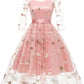 A-Line/Princess Off-The-Shoulder Knee Length Half Sleeves Party Dresses With Embroidery Appliques Short