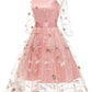 A-Line/Princess Off-The-Shoulder Knee Length Half Sleeves Party Dresses With Embroidery Appliques Short