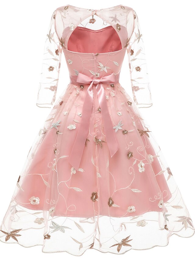 A-Line/Princess Off-The-Shoulder Knee Length Half Sleeves Party Dresses With Embroidery Appliques Short