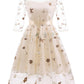 A-Line/Princess Off-The-Shoulder Knee Length Half Sleeves Party Dresses With Embroidery Appliques Short