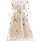 A-Line/Princess Off-The-Shoulder Knee Length Half Sleeves Party Dresses With Embroidery Appliques Short