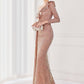 Mermaid / Trumpet Evening Gown Elegant Dress Wedding Guest Floor Length Long Sleeve One Shoulder Sequined V Back