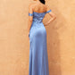 Mermaid / Trumpet Evening Gown Sparkle & Shine Dress Engagement Floor Length Short Sleeve V Neck Satin