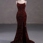 Mermaid / Trumpet Evening Gown Elegant Dress Party Wear Court Train Sleeveless Spaghetti Strap Lace Crisscross Back
