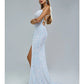 Mermaid / Trumpet Evening Gown Elegant Dress Party Wear Court Train Sleeveless Spaghetti Strap Lace Crisscross Back