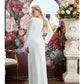 A-Line Evening Gown Sparkle Dress Engagement Floor Length Long Sleeve Jewel Neck Stretch Fabric with Crystals