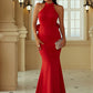 Mermaid / Trumpet Evening Gown Maxi Dress Formal Court Train Sleeveless Halter Polyester