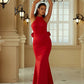Mermaid / Trumpet Evening Gown Maxi Dress Formal Court Train Sleeveless Halter Polyester