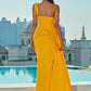 Mermaid / Trumpet Evening Gown Sexy Dress Formal Sweep / Brush Train Sleeveless One Shoulder Cotton