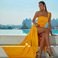 Mermaid / Trumpet Evening Gown Sexy Dress Formal Sweep / Brush Train Sleeveless One Shoulder Cotton
