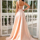 Mermaid / Trumpet Evening Gown Luxurious Dress Wedding Party Floor Length Sleeveless V Neck Detachable Satin
