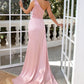 Sheath / Column Evening Gown Sexy Dress Wedding Party Court Train Sleeveless One Shoulder Satin with Pearls