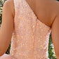 Mermaid / Trumpet Evening Gown Sparkle & Shine Dress Wedding Party Floor Length Sleeveless One Shoulder Sequined with Sequin Slit