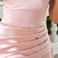 Sheath / Column Evening Gown Sexy Dress Wedding Party Sweep / Brush Train Short Sleeve Spaghetti Strap Satin with Ruched Pearls