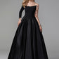 Ball Gown Sparkle Quinceanera Formal Evening Dress Off Shoulder Long Sleeve Floor Length Satin