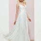 A-Line Evening Gown Open Back Dress Wedding Party Floor Length Sleeveless V Neck Chiffon