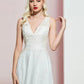 A-Line Evening Gown Open Back Dress Wedding Party Floor Length Sleeveless V Neck Chiffon