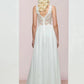 A-Line Evening Gown Open Back Dress Wedding Party Floor Length Sleeveless V Neck Chiffon