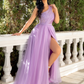 A-Line Party Dresses Sparkle & Shine Dress Wedding Party Sweep / Brush Train Sleeveless One Shoulder Tulle with Pearls