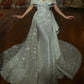 Sheath/Column Off-The-Shoulder Floor-Length Prom Dresses Sparkly