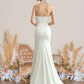 Wedding Dresses Strapless Chiffon Sleeveless Simple Sexy Backless Pure Color