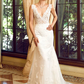 Wedding Dresses V Neck Chapel Train Lace Tulle Regular Straps See-Through