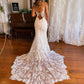 Mermaid Spaghetti Straps Back Wedding Dress V-neck Sexy Long