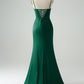 Mermaid Spaghetti Straps Pleated Corset Long Prom Dress With High Slit Sexy Evening Dresses