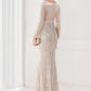 Mermaid / Trumpet Evening Gown Elegant Dress Wedding Guest Floor Length Long Sleeve V Neck Sequined V Back