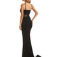 Sexy Black Velvet Mermaid Beading Spaghetti Strap Floor-Length Prom Dresses