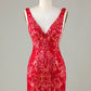 Classy V Neck Backless Sparkly Sequin Tight Homecoming Dress Sexy