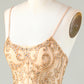 Spaghetti Straps Tight Glitter Golden Homecoming Dress With Beading Sparkly
