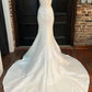 Elegant White Split Neck Trumpet Long Wedding Dress Sexy