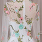 Ivory Flower A-Line Round Neck Tulle Wedding Dress with Long Sleeves Beautiful