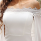 Wedding Dresses Off Shoulder Chiffon Satin Lace Over Satin Sleeveless Simple with Draping