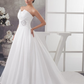 A-Line Wedding Dresses Strapless Chapel Train Satin Strapless with Ruched Beading
