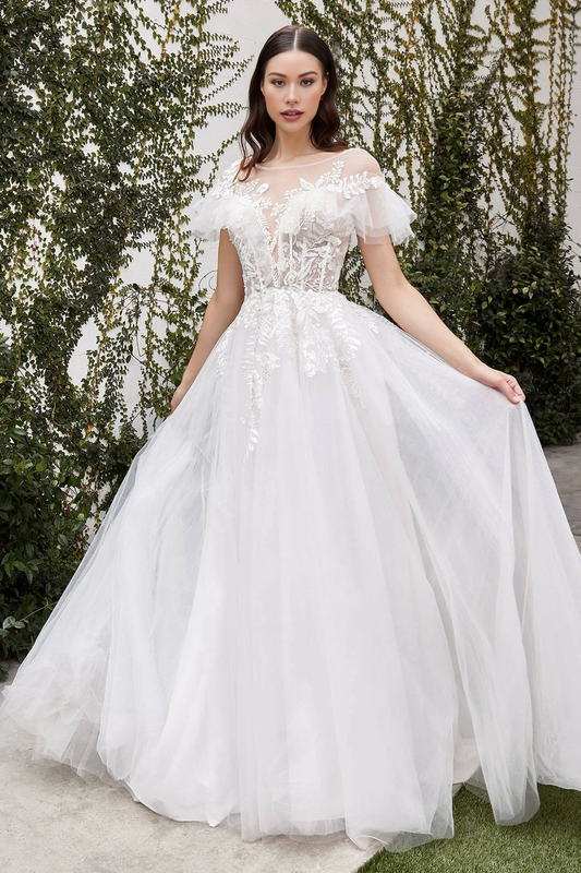 Neckline Floral Lace Wedding Dress Off Shoulder Long Beautiful