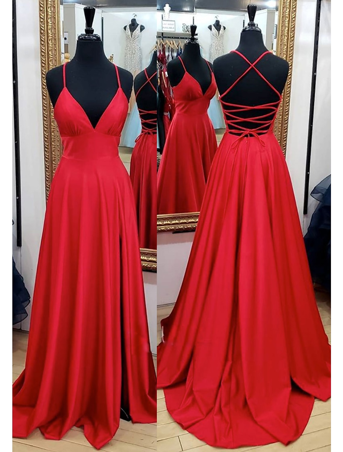 A-Line Prom Dresses Empire Dress Formal Court Train Sleeveless V Neck Charmeuse Backless with Pleats