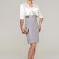 V Neck Short Sleeve Knee-Length Chiffon Mother of the Bride Dress With Jacket Appliqued