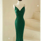 Mermaid V Neck Satin Long Prom Dress Pure Color