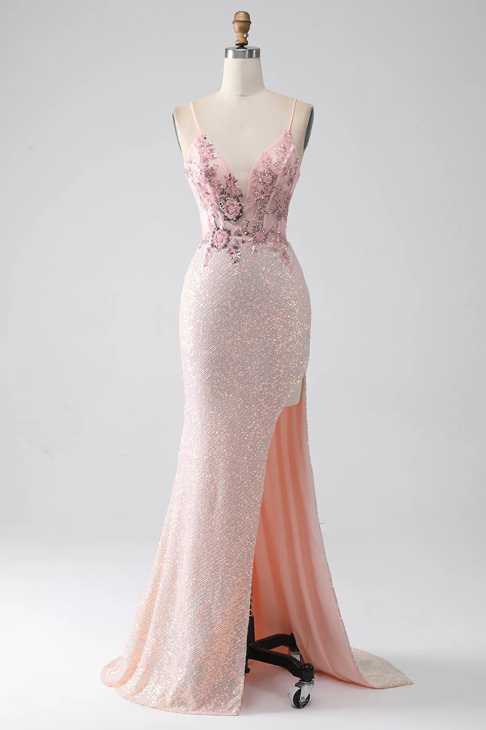 Mermaid Prom Dress with Slit V-neck Sexy Beautiful