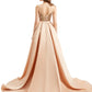 Mermaid / Trumpet Evening Gown Elegant Dress Engagement Detachable Sleeveless V Neck Detachable Sequined
