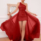 Hot Pink Detchable Train Prom Dress Sparkly Evening Dresses