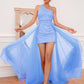 Hot Pink Detchable Train Prom Dress Sparkly Evening Dresses
